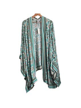 Catherines Women Kimono Cover Up Size 4X 5X Boho Beach Arm Slits NWT Plus Size